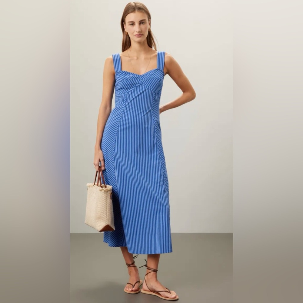 Madewell Blue Striped Midi Dress